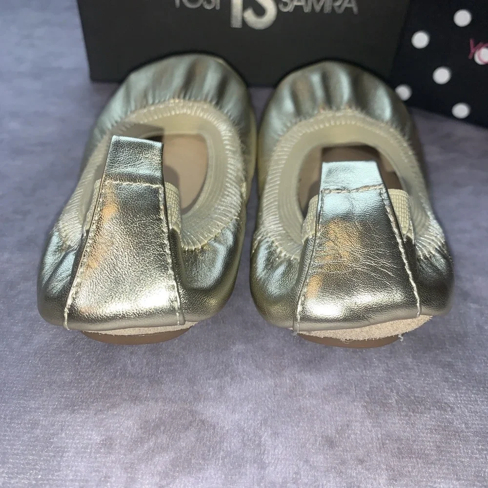 Yosi Samra Little Girl Shoes Size 6C Ballet Flats Gold Sammie Slip On Runs Small